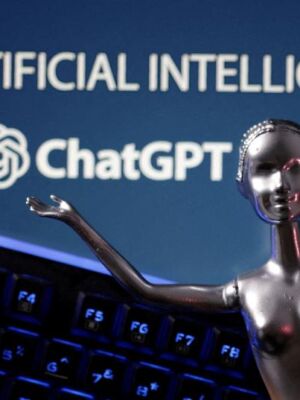 FILE PHOTO: ChatGPT logo and AI Artificial Intelligence words are seen in this illustration taken, May 4, 2023. REUTERS/Dado Ruvic/Illustration/File Photo