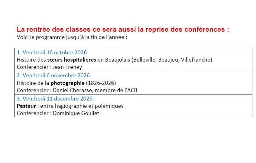 Pochaines confénces 2026